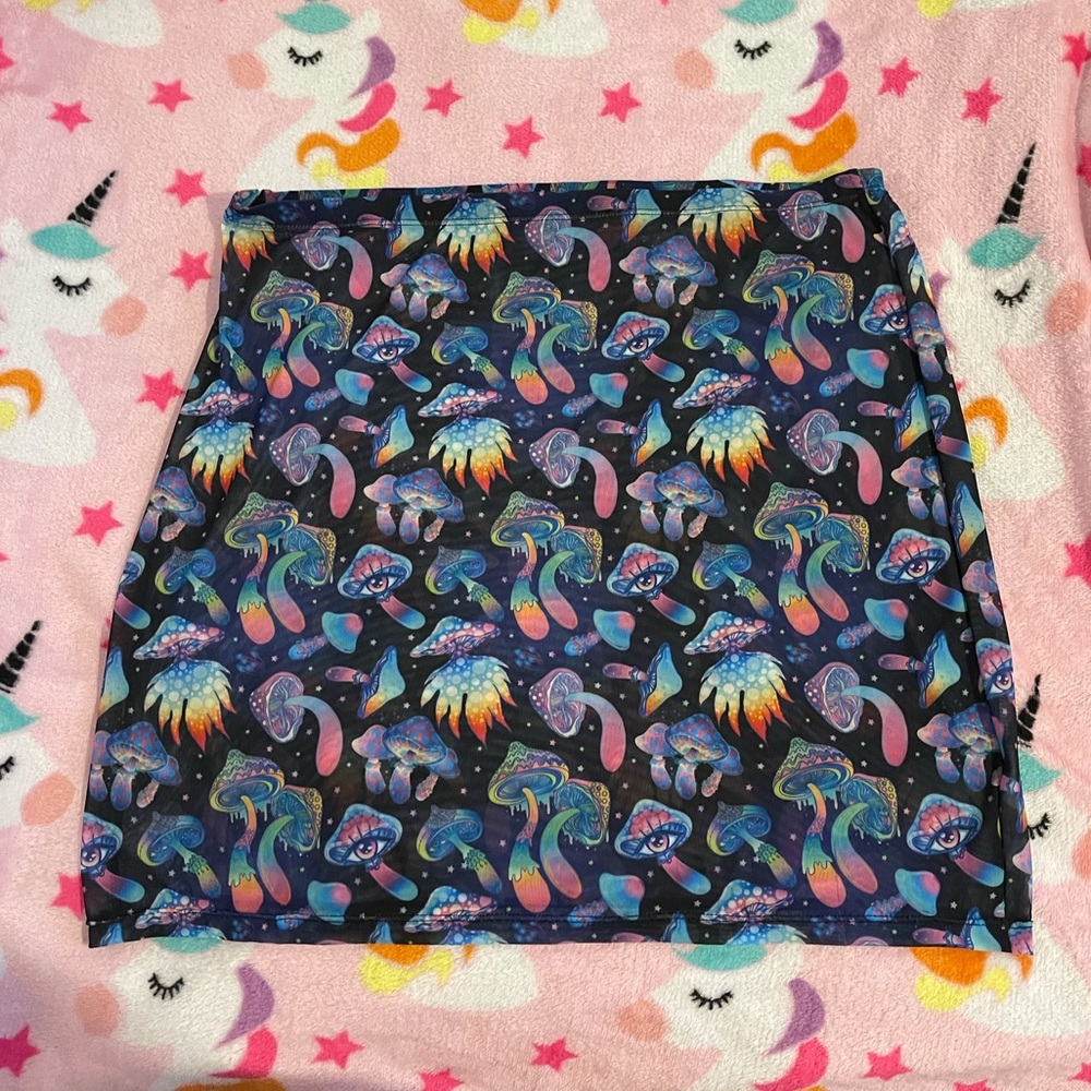 Mystic Mushroom Mesh Mini Skirt